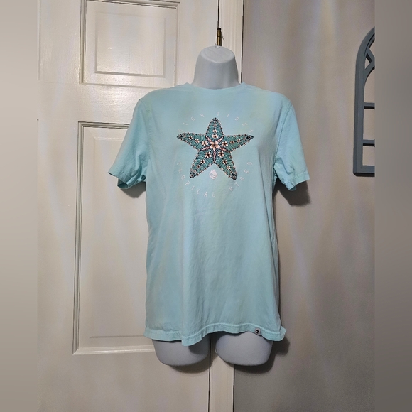 Ocean + Coast Tops - Light Blue Star Embellished Short Sleeve Tee